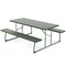 Folding Picnic Table Set with Metal Frame and All-Weather HDPE Tabletop, Umbrella Hole - 72" x 64" x 29" (L x W x H)